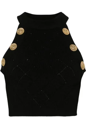 Balmain Top corto con botones en relieve
