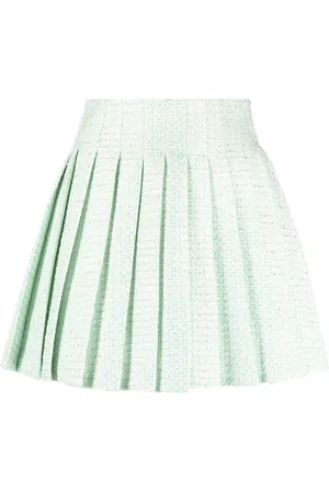 Self-Portrait Falda corta de tweed con pliegues