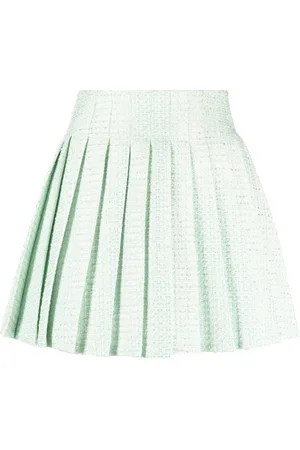 Self-Portrait Falda corta de tweed con pliegues