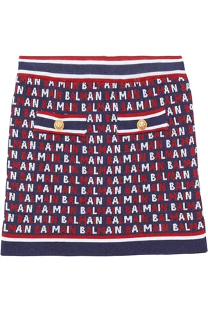 Balmain Falda corta con logo en jacquard