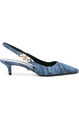 VERSACE Zapatillas de mezclilla Barocco con tacón de 40mm