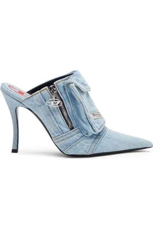 Diesel Mules de mezclilla D-venus Pocket con tacón de 100mm