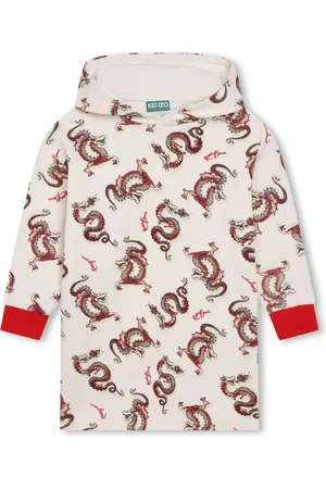 Kenzo Vestido con capucha y dragón estampado