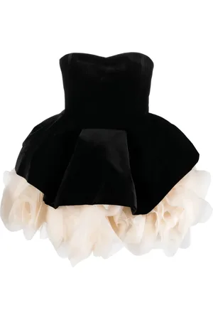 Ana Radu Vestido corto con capa de pétalo
