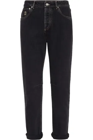 Brunello Cucinelli Jeans tapered con parche del logo