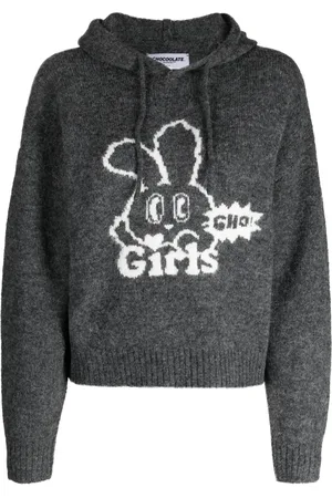 Chocoolate Hoodie tejida en intarsia con cordones
