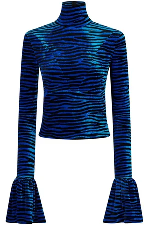Paco rabanne Top con cuello de tortuga y animal print