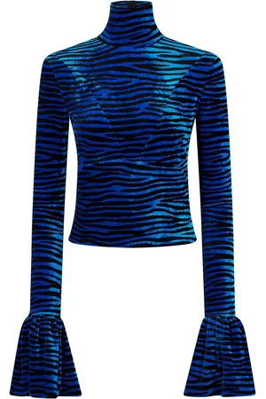 Paco rabanne Top con cuello de tortuga y animal print