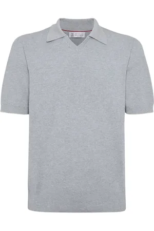 Brunello Cucinelli Suéter estilo playera tipo polo tejido de canalé