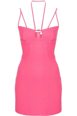 BLUMARINE Vestido con placa del logo y cuello halter