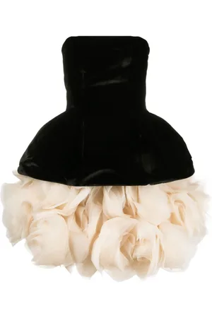 Ana Radu Vestido corto de terciopelo con capa de pétalo