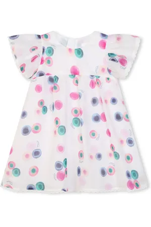 Chloé Vestido con volantes y estampado gráfico