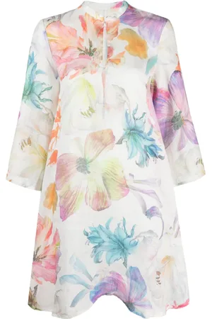 120% Lino Vestido con estampado floral