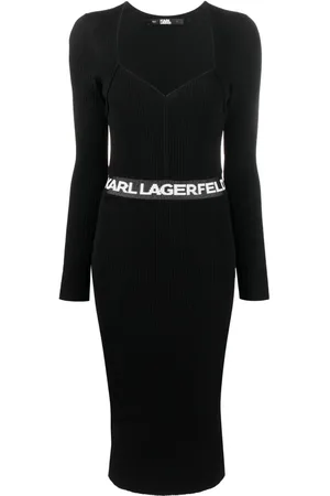Karl Lagerfeld Vestido tejido de canalé con logo estampado