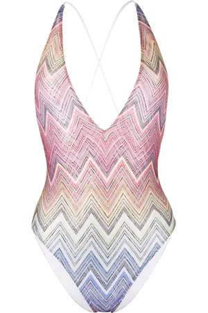Missoni Traje de baño con estampado en zigzag y cuello en V