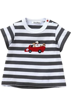 Familiar Playera con estampado de rayas y apliques
