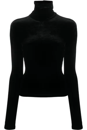 Saint Laurent Playera de terciopelo con cuello de tortuga
