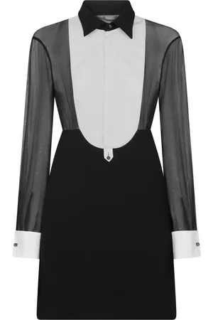 Dsquared2 Vestido corto manga larga con paneles transparentes