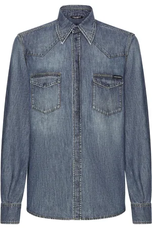 Dolce & Gabbana Camisa de mezclilla con cuello de pico