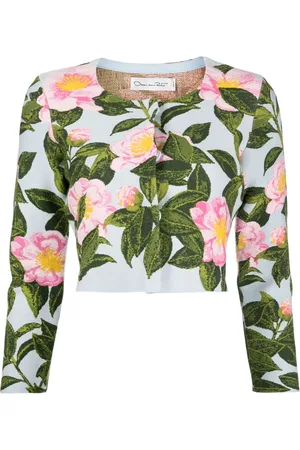 Oscar de la Renta Cárdigan corto con motivo camelia en jacquard