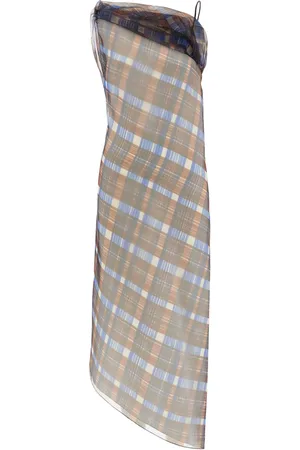 Salvatore Ferragamo Vestido midi con motivo de cuadros