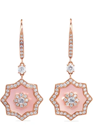 David Morris Aretes Astra en oro rosa de 18kt con madreperla y diamante