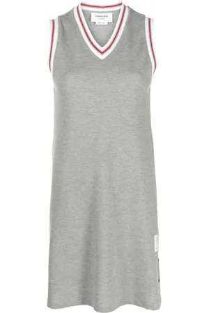 Thom Browne Vestido corto con ribete tricolor