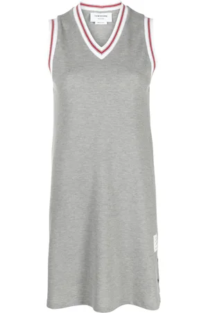 Thom Browne Vestido corto con ribete tricolor