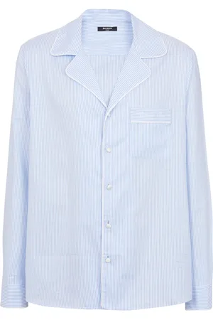 Balmain Camisa con rayas estampadas y logo bordado