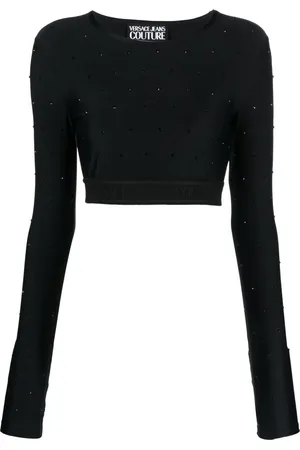VERSACE Top corto con detalles de cristal