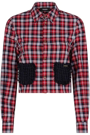 Dsquared2 Camisa corta con placa del logo y motivo de cuadros