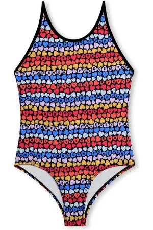 Sonia Rykiel Enfant Traje de baño con rayas y corazones estampados