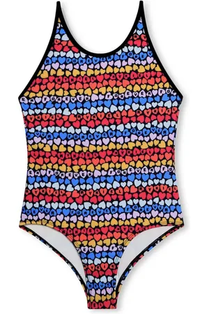 Sonia Rykiel Enfant Traje de baño con rayas y corazones estampados