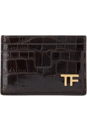 Tom Ford Tarjetero con efecto de piel de cocodrilo y placa de logo