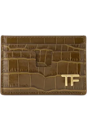 Tom Ford Tarjetero con efecto de piel de cocodrilo y placa de logo