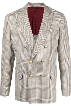 Brunello Cucinelli Blazer con doble botonadura y motivo de cuadros