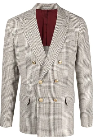 Brunello Cucinelli Blazer con doble botonadura y motivo de cuadros