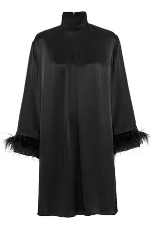 Sleeper Vestido corto con ribete de plumas
