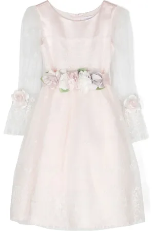 MONNALISA Vestido de tul con aplique de flores