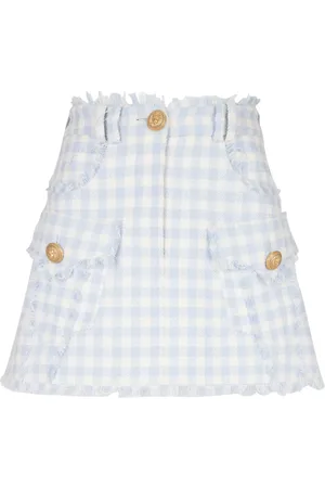 Balmain Falda corta con diseño acampanado y motivo de cuadros gingham