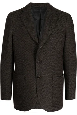 MAN ON THE BOON. Blazer con motivo de espiga y botones