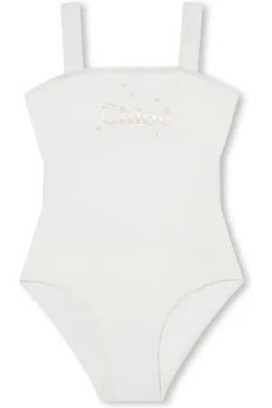 Chloé Traje de baño metalizado con logo estampado