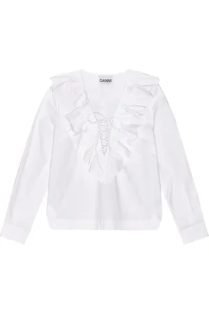 Ganni Blusa con ribete de volantes