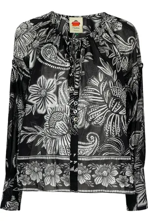 Farm Rio Blusa Bloom con estampado de cachemira