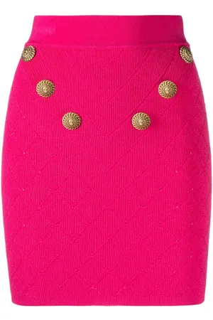 Balmain Falda corta de tejido fino con seis botones
