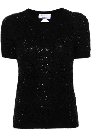 BLUMARINE Top tejido con detalles de cristal