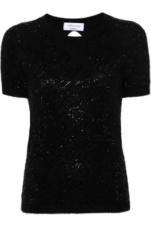 BLUMARINE Top tejido con detalles de cristal