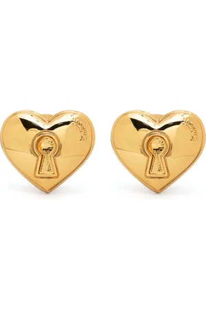 Moschino Aretes con motivo de corazón y logo en relieve