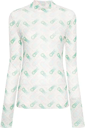 Casablanca Top semitransparente con logo estampado