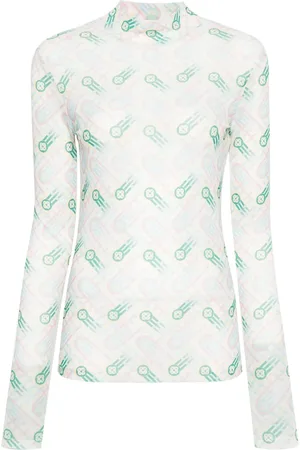 Casablanca Top semitransparente con logo estampado